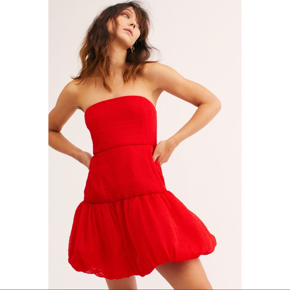 FREE PEOPLE x FAME AND PARTNERS Isabella Bubble Hem Mini Dress 12 NEW NWOT